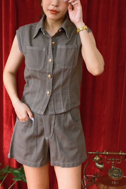 Urban Slate Sleeveless Denim Set