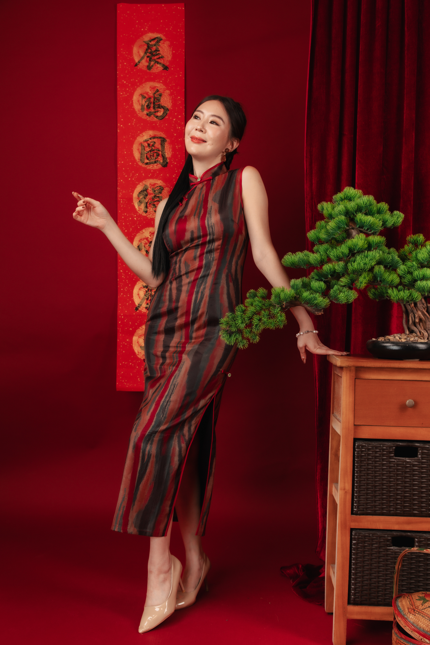 Elowen Vintage Jacquard Cheongsam Dress
