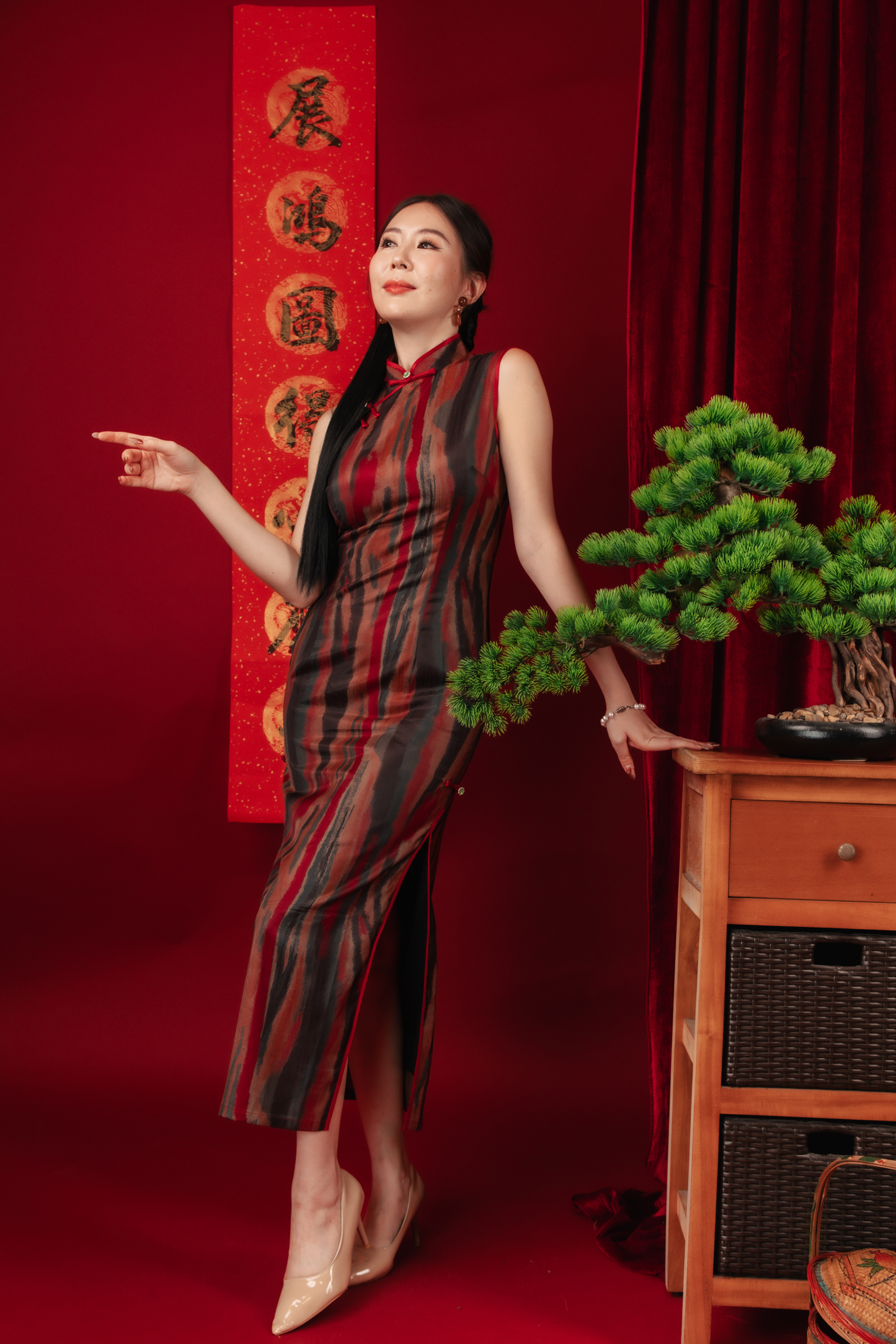 Elowen Vintage Jacquard Cheongsam Dress