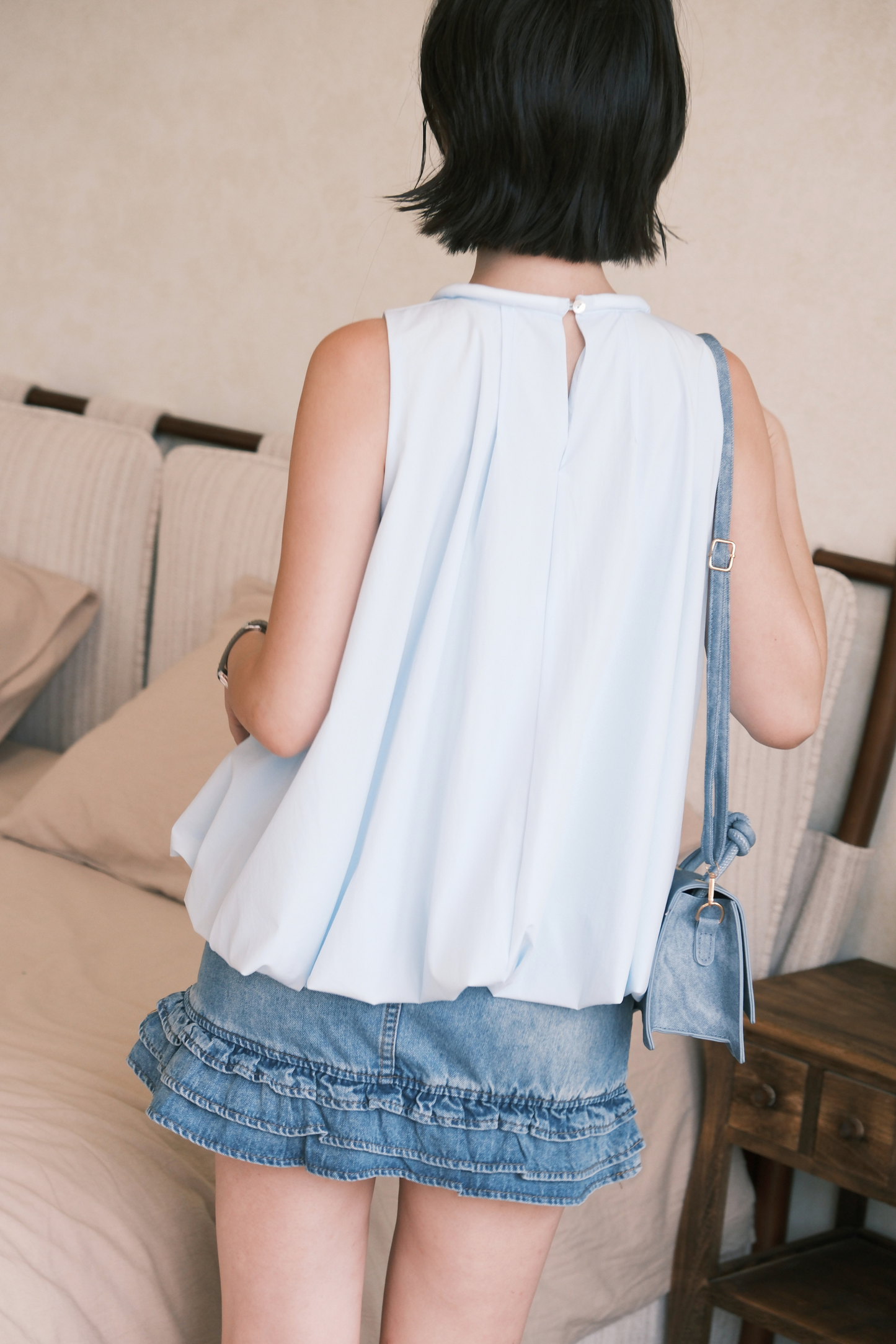 Skye Bubble Top in Blue