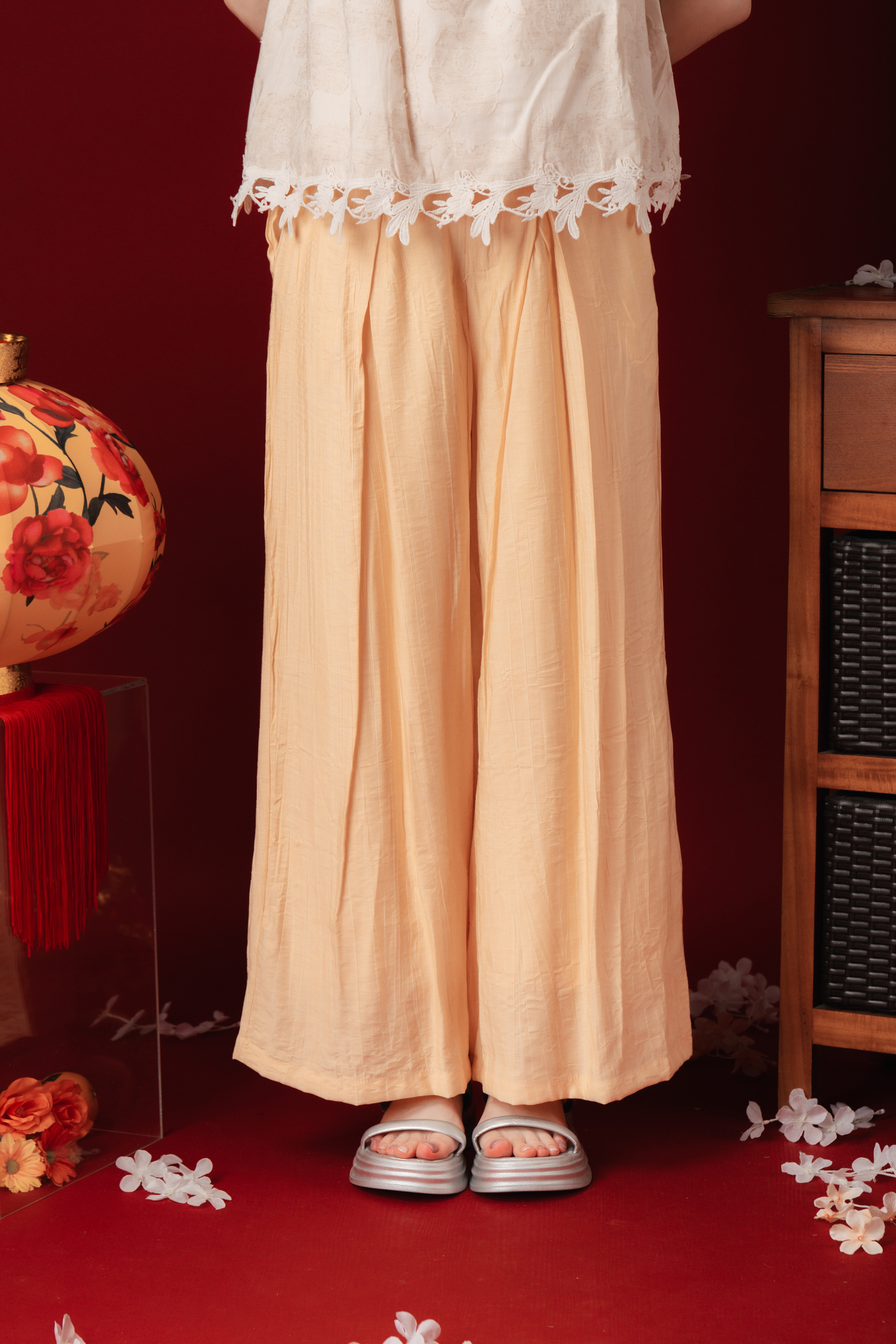 Élodie Embroidered Vest & Flowy Pants Set