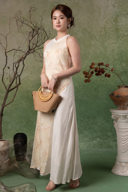 Tessa Meadow Cheongsam Dress in Cream