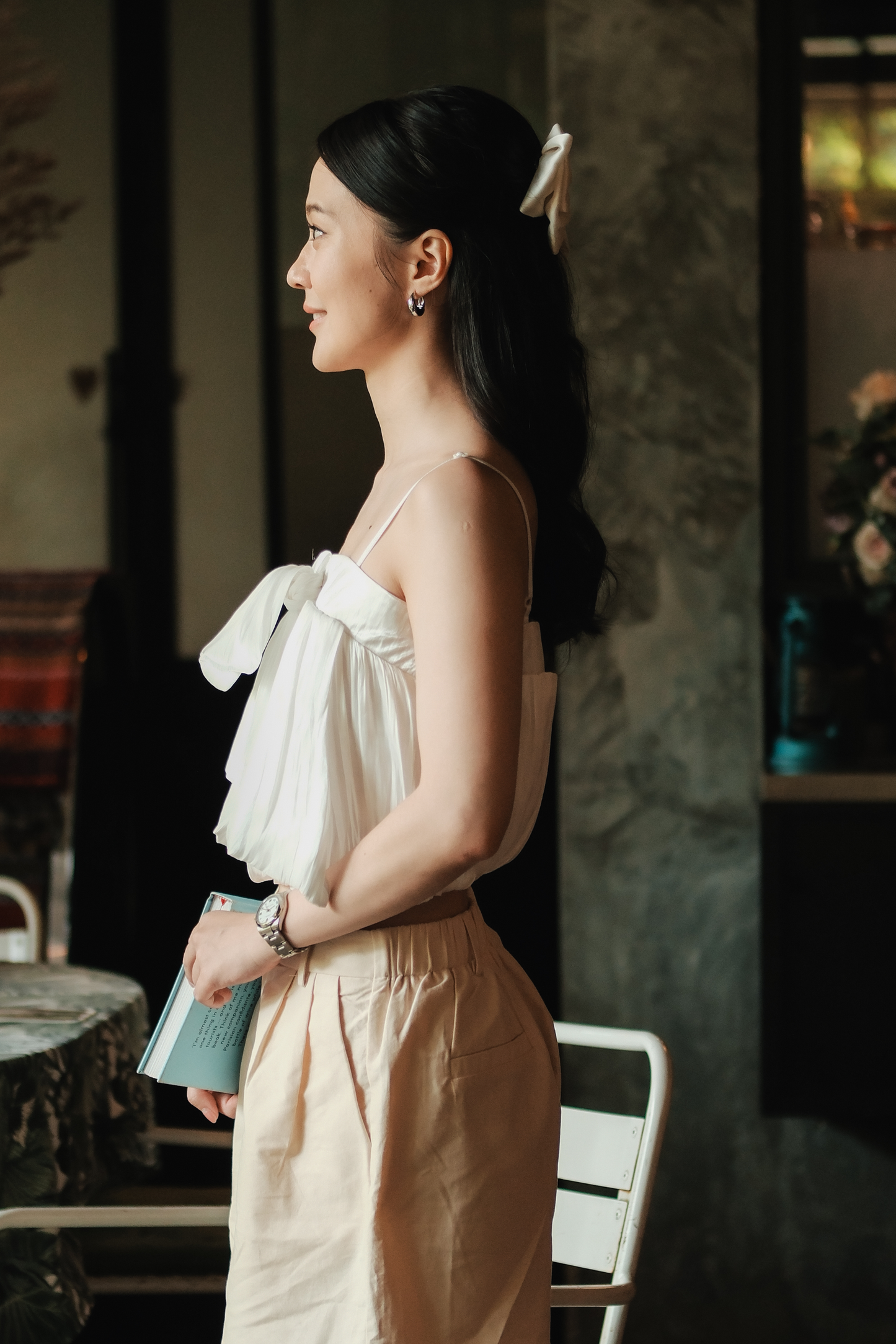 Aria Bow-Front Cami Top in White