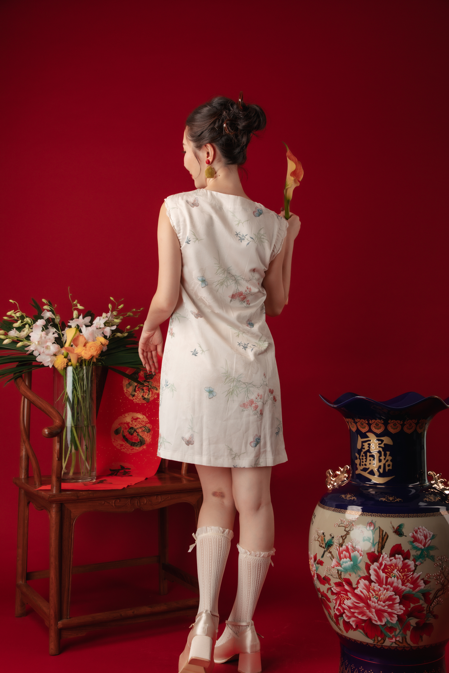 Iris Blossom Jacquard Cheongsam Dress