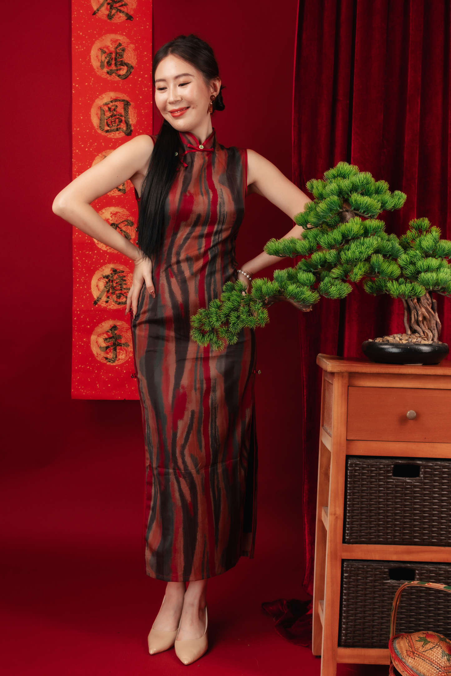 Elowen Vintage Jacquard Cheongsam Dress