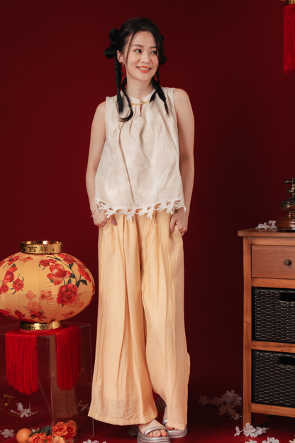 Élodie Embroidered Vest & Flowy Pants Set