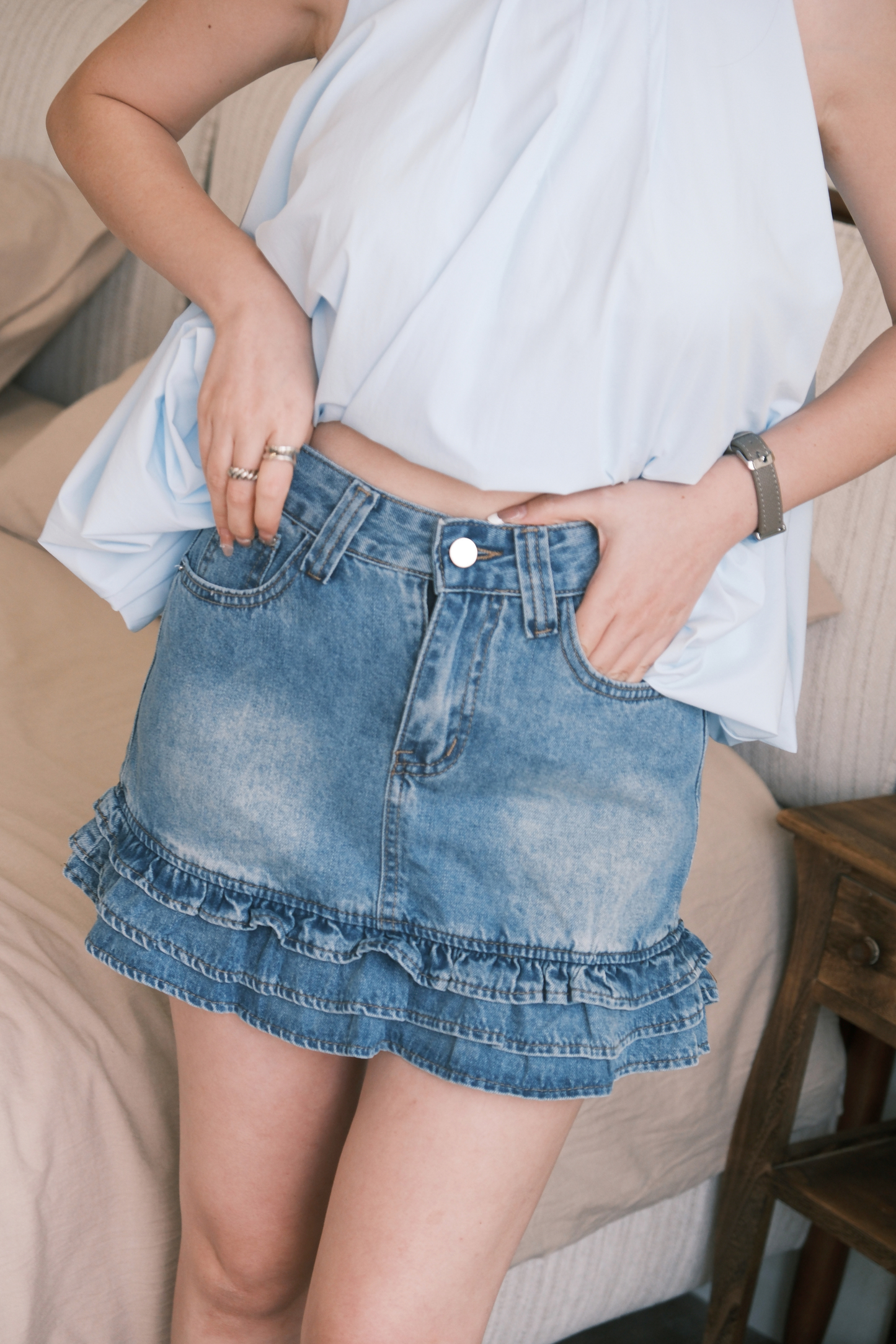 Rosalie Ruffle Denim Skirt
