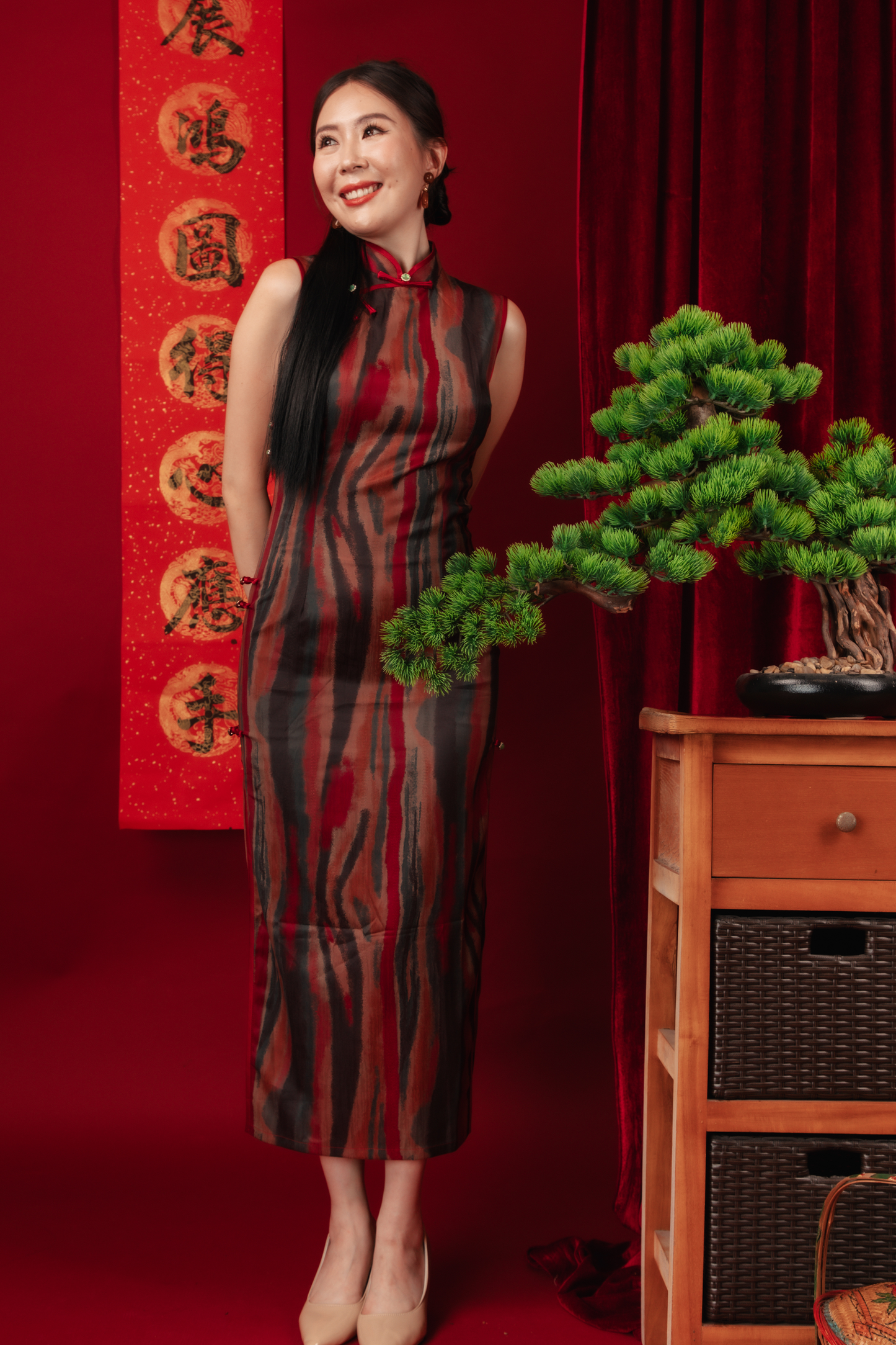 Elowen Vintage Jacquard Cheongsam Dress