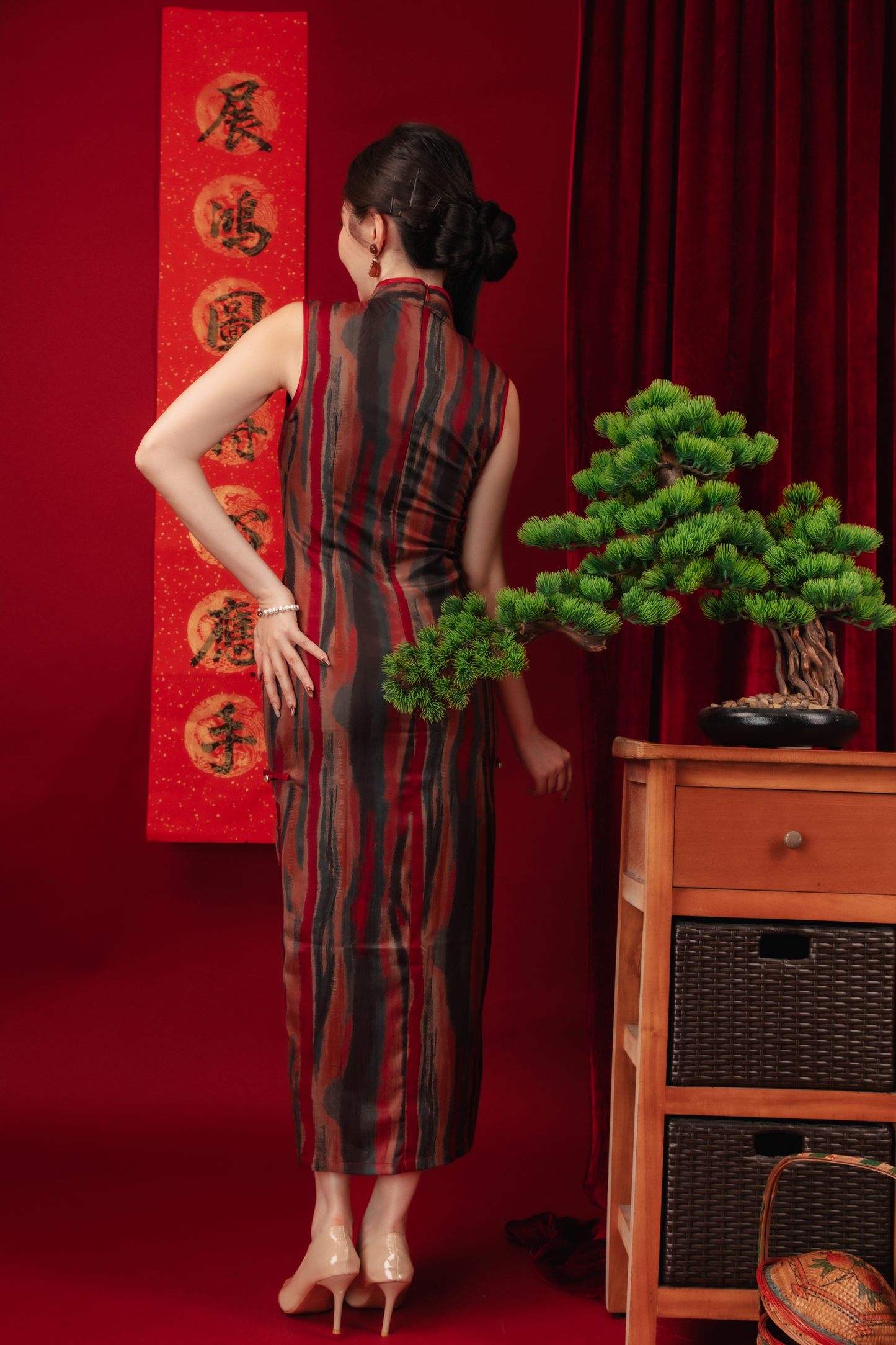 Elowen Vintage Jacquard Cheongsam Dress