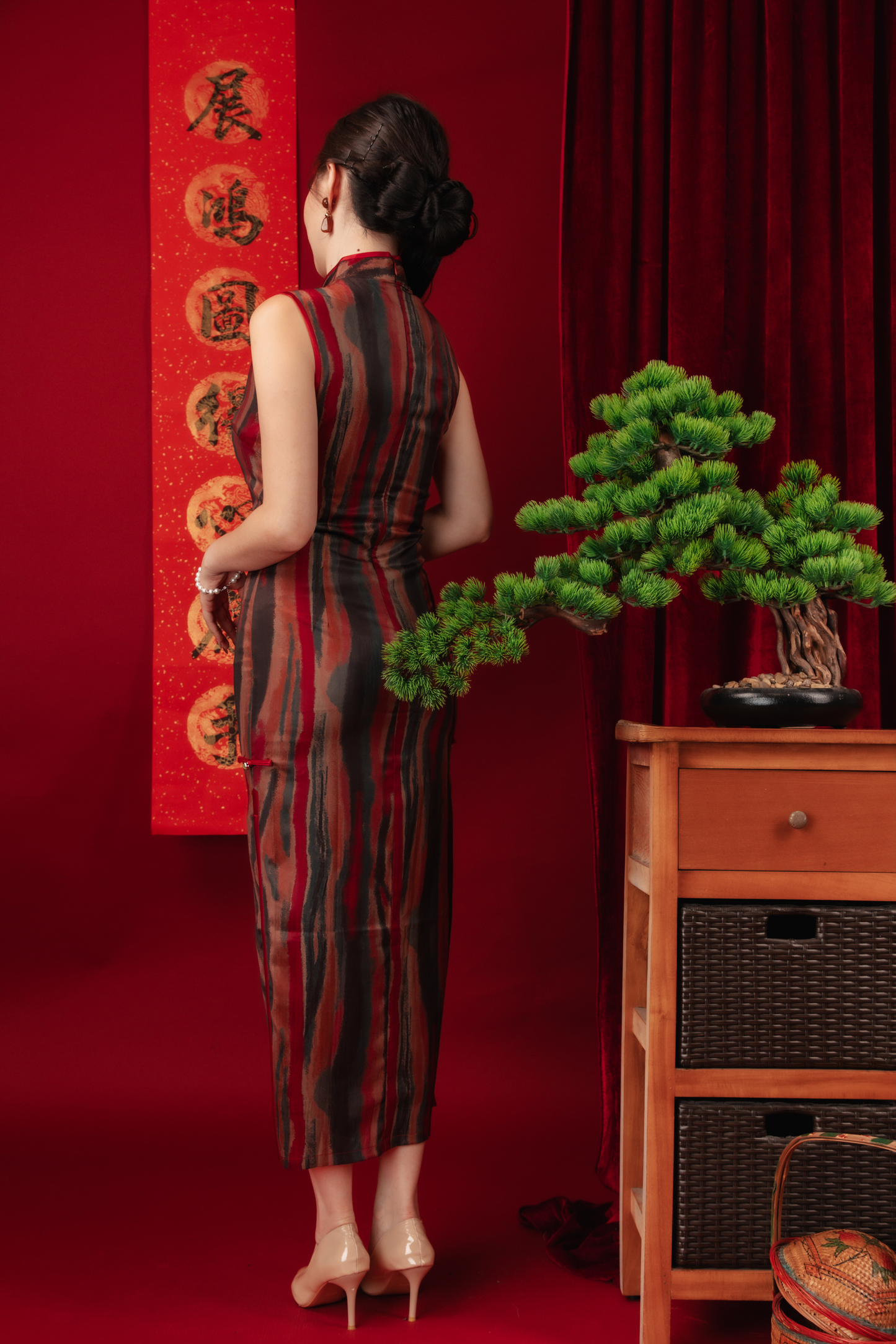 Elowen Vintage Jacquard Cheongsam Dress