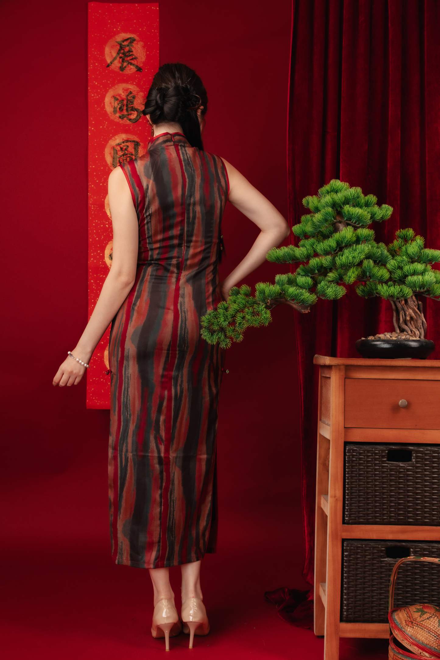 Elowen Vintage Jacquard Cheongsam Dress
