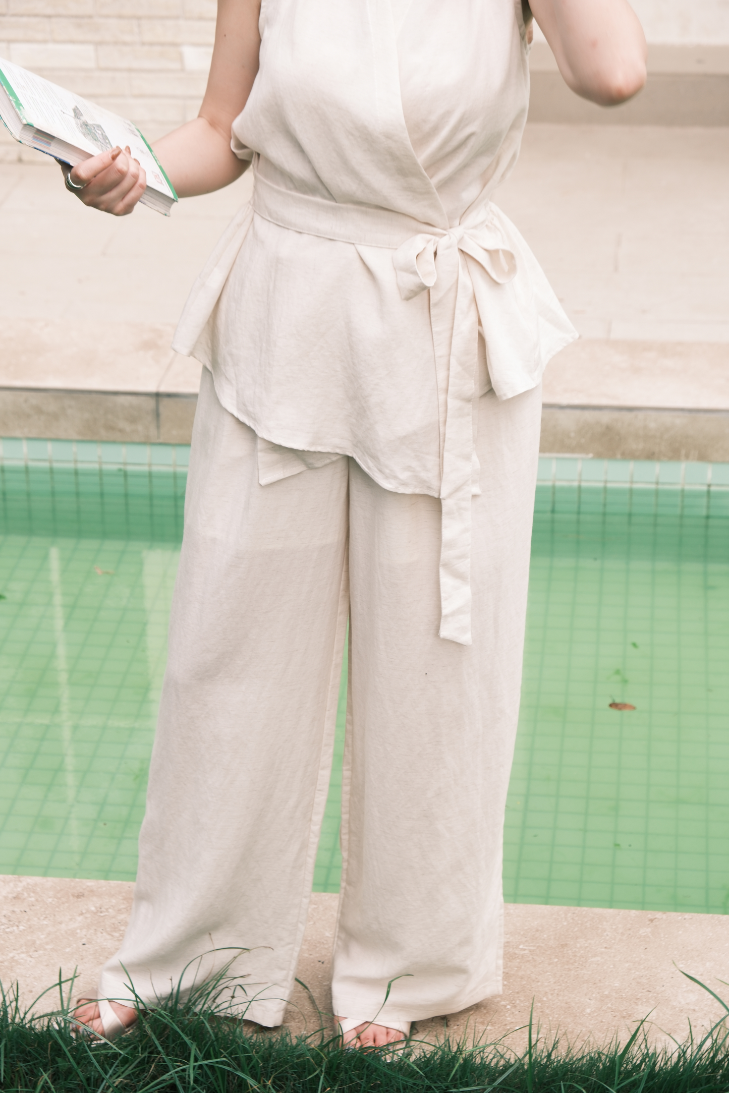 Livia Soft-Drape Two-Piece Set in Beige