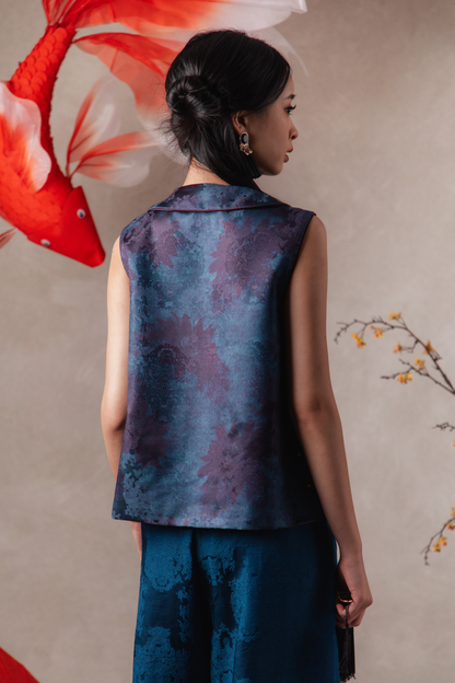 Victoria Beaded Cheongsam Vest in Dark Purple