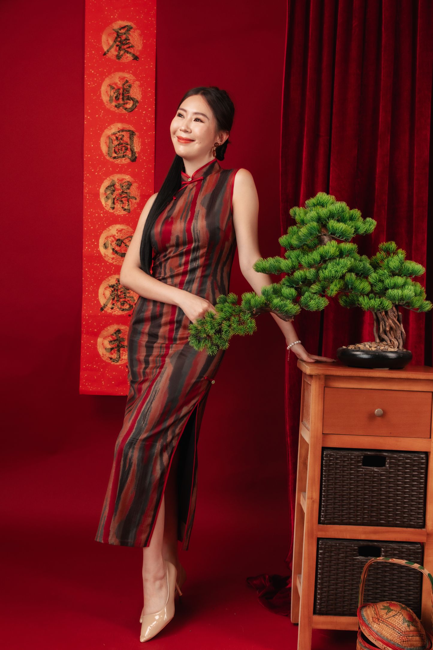 Elowen Vintage Jacquard Cheongsam Dress