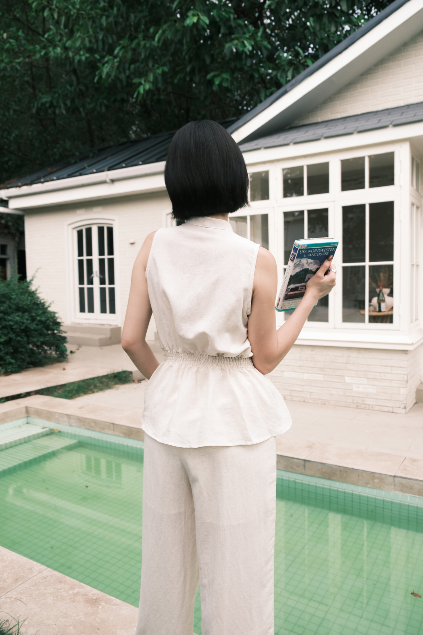 Livia Soft-Drape Two-Piece Set in Beige