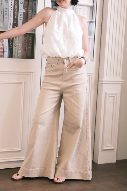 Camille Tailored Wide Leg Pants in Khaki