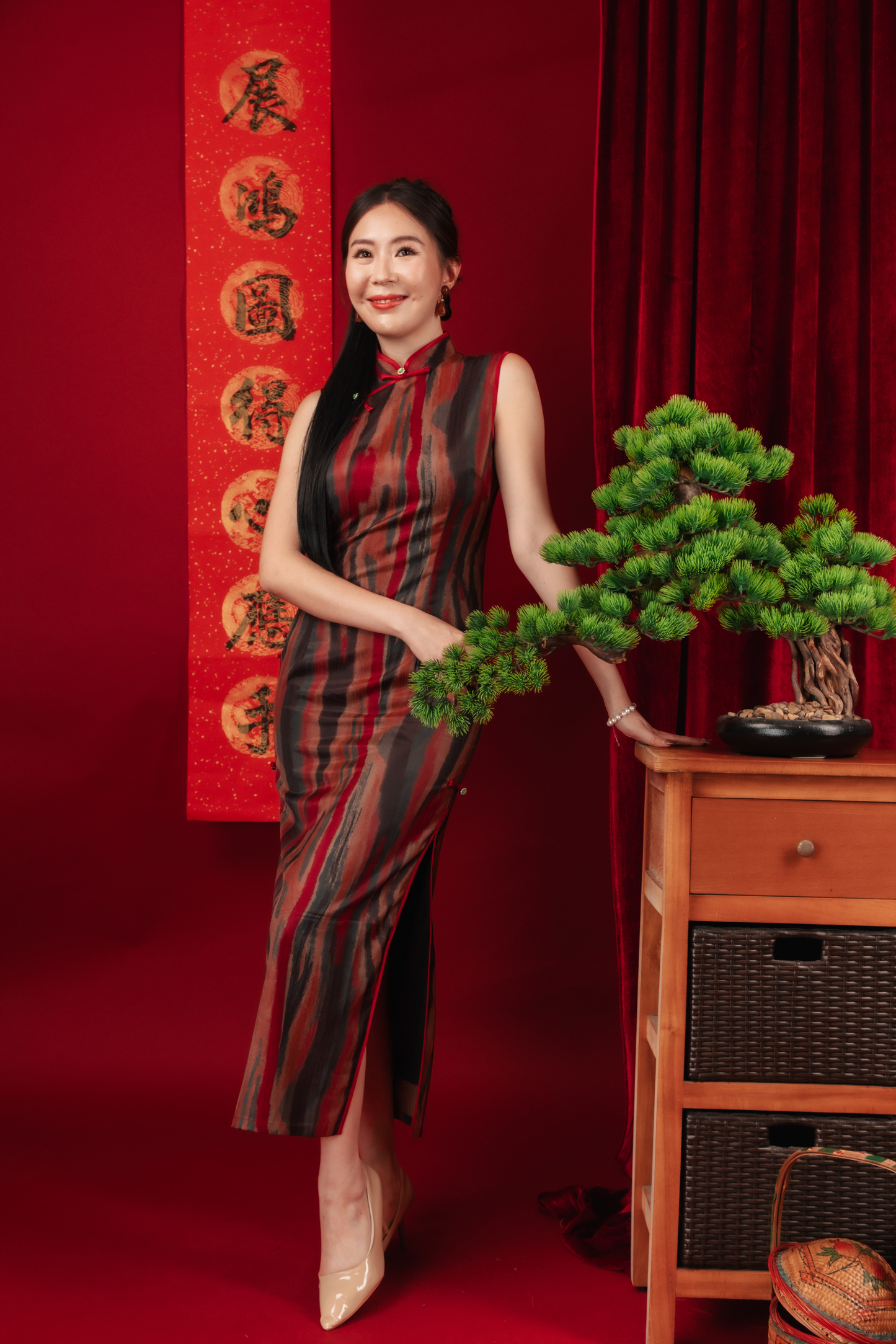 Elowen Vintage Jacquard Cheongsam Dress