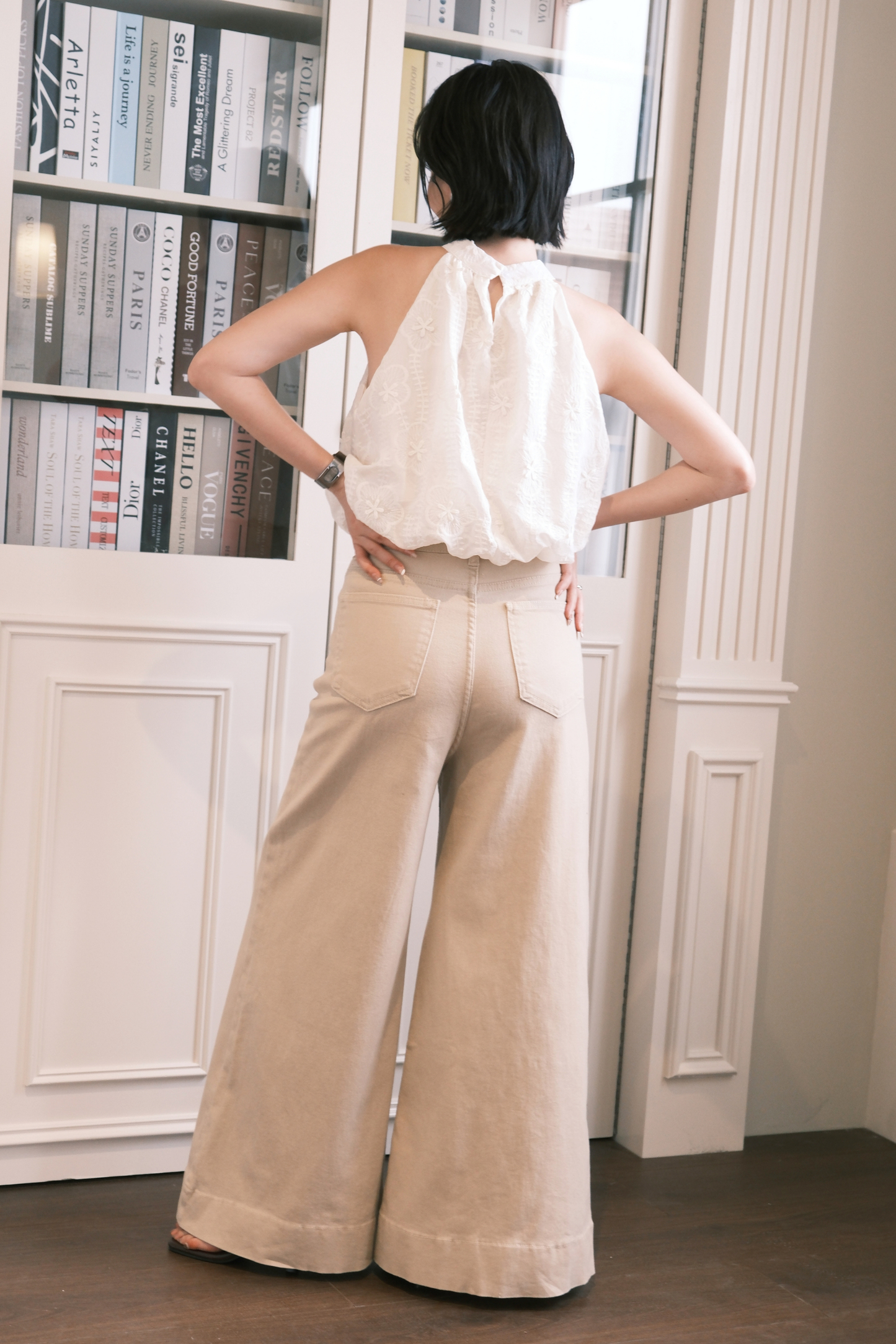 Camille Tailored Wide Leg Pants in Khaki
