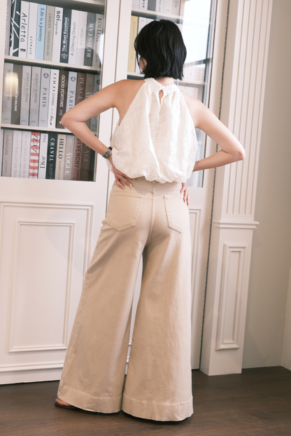 Camille Tailored Wide Leg Pants in Khaki
