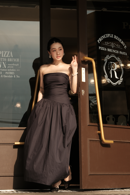 Céline Pure Bow Gown in Dark Blue