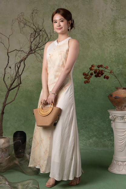Tessa Meadow Cheongsam Dress in Cream