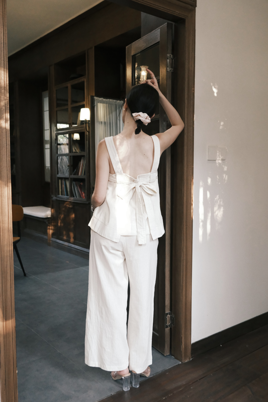 Serene Tie-Back Linen Tank & Relaxed Linen Wide-Leg Pants