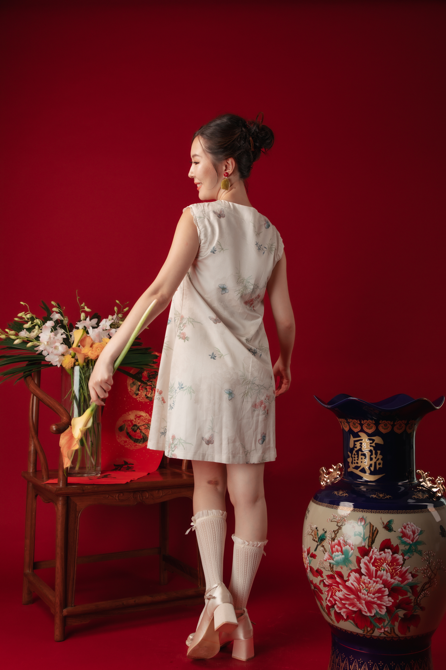 Iris Blossom Jacquard Cheongsam Dress
