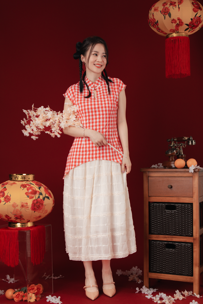 Marion Gingham Layered Cheongsam Dress (In-Stock)