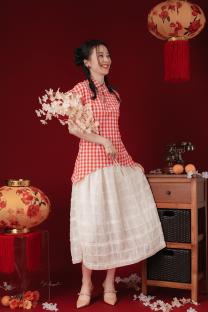 Marion Gingham Layered Cheongsam Dress (In-Stock)