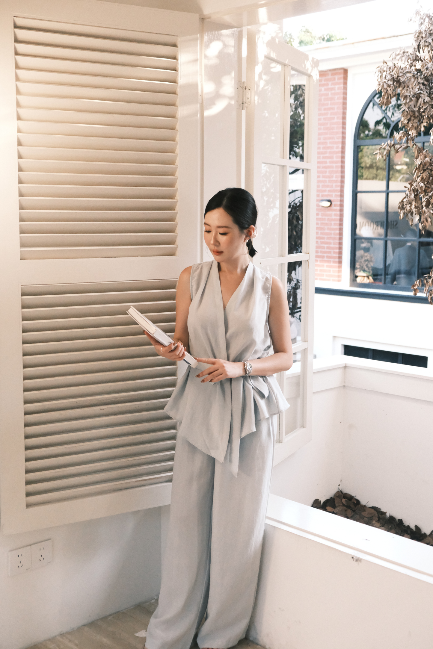 Livia Soft-Drape Two-Piece Set in Baby Blue