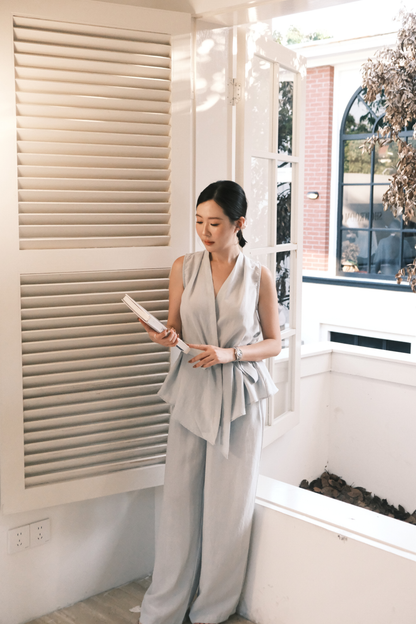 Livia Soft-Drape Two-Piece Set in Baby Blue