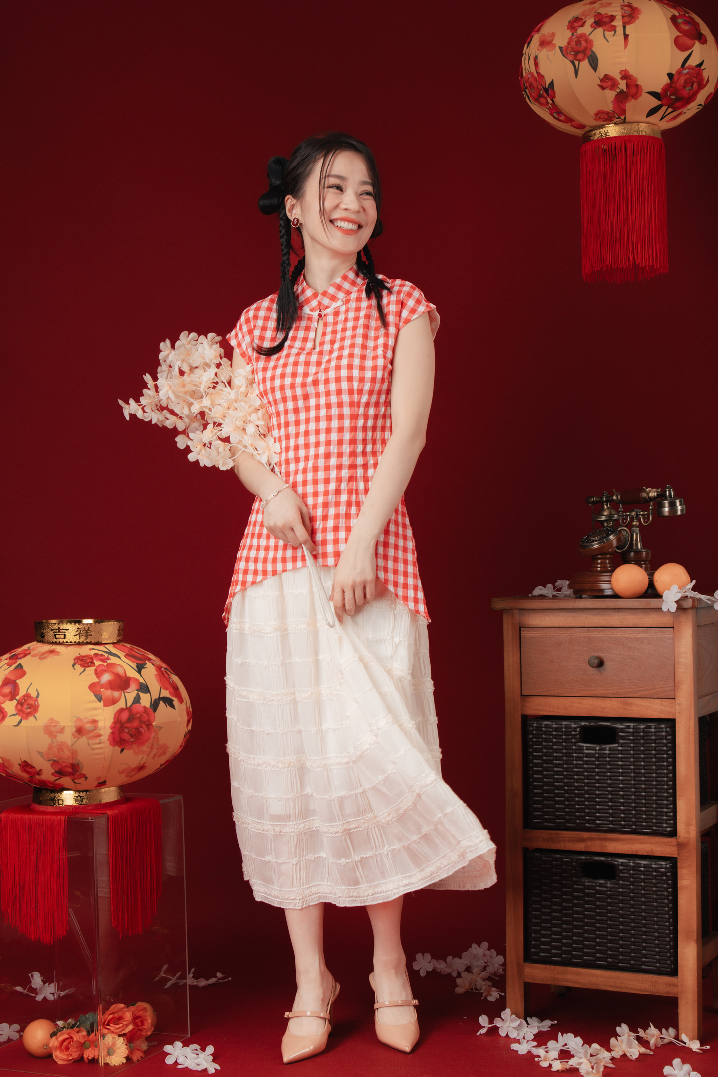 Marion Gingham Layered Cheongsam Dress (In-Stock)
