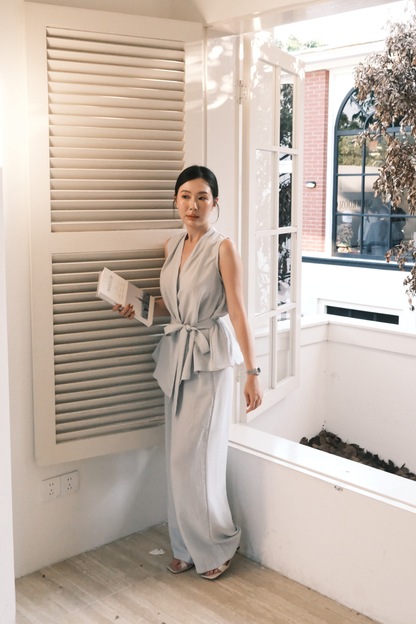 Livia Soft-Drape Two-Piece Set in Baby Blue