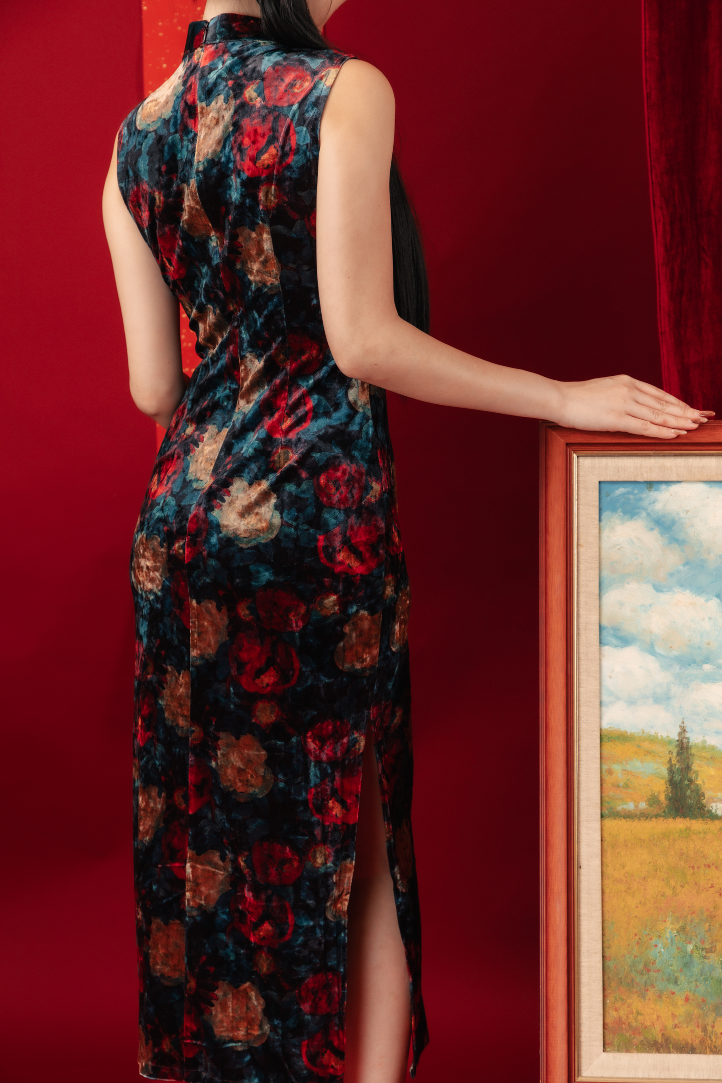 Celeste Velvet Rose Cheongsam Dress