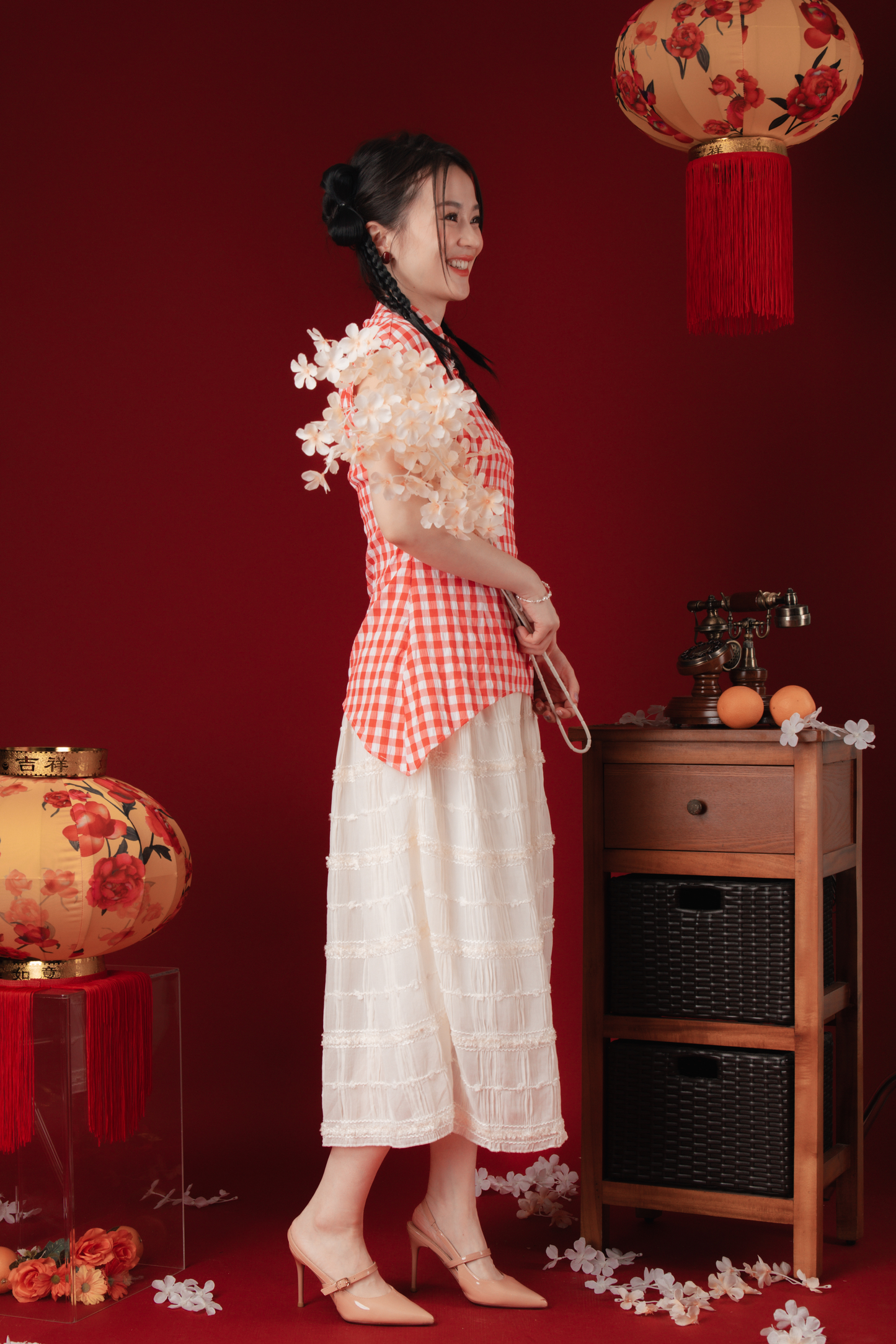 Marion Gingham Layered Cheongsam Dress (In-Stock)