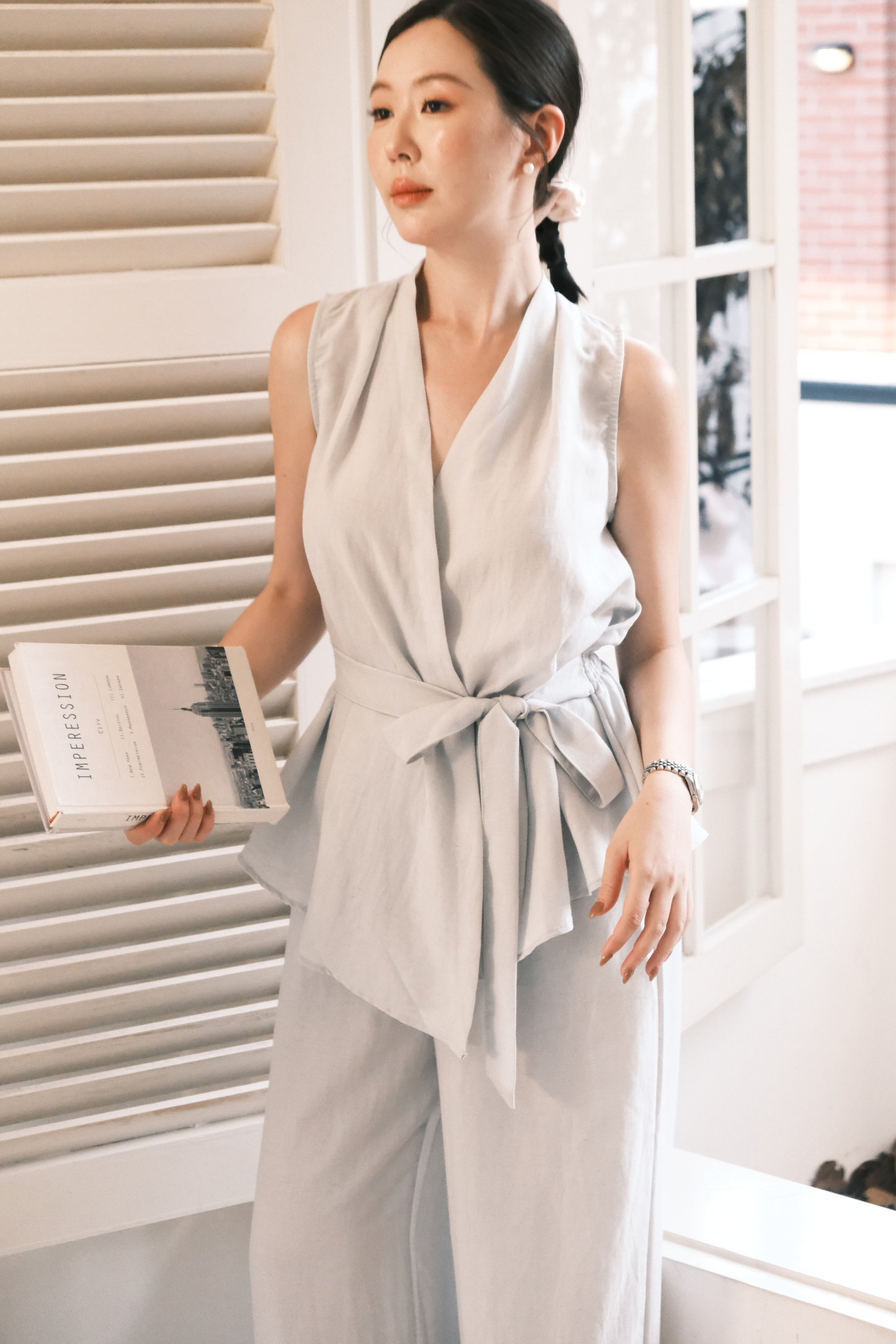 Livia Soft-Drape Two-Piece Set in Baby Blue