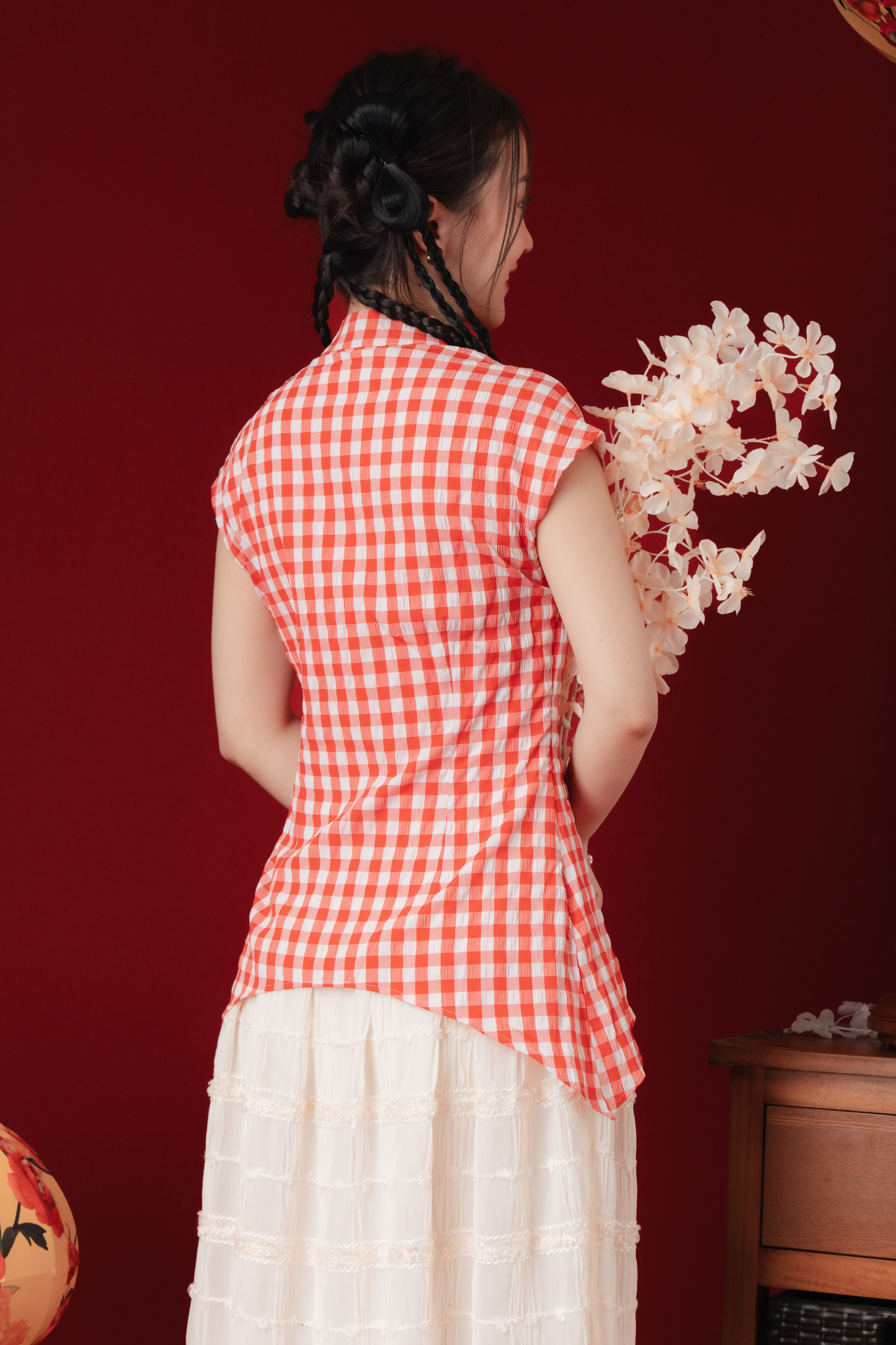 Marion Gingham Layered Cheongsam Dress (In-Stock)