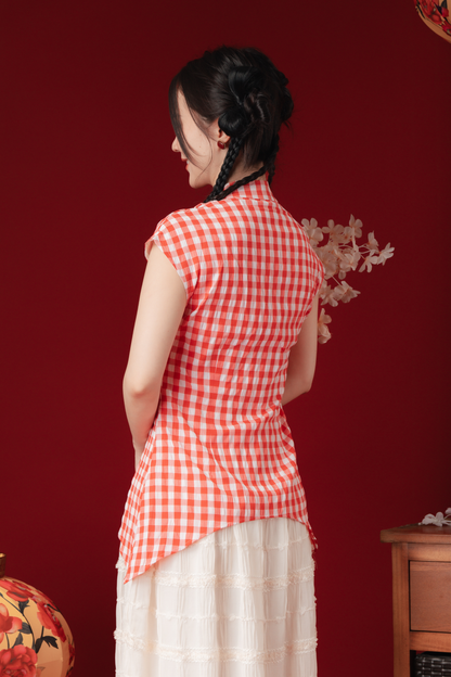 Marion Gingham Layered Cheongsam Dress (In-Stock)