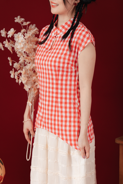 Marion Gingham Layered Cheongsam Dress (In-Stock)