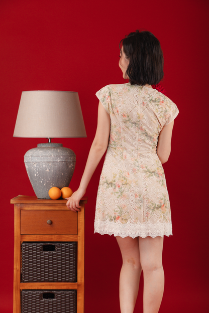 Adeline Embroidered Lace Cheongsam Dress