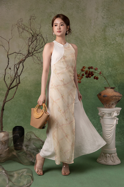 Tessa Meadow Cheongsam Dress in Cream