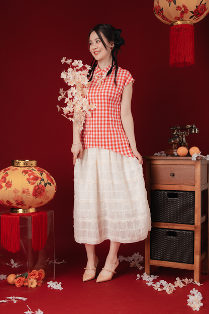 Marion Gingham Layered Cheongsam Dress (In-Stock)