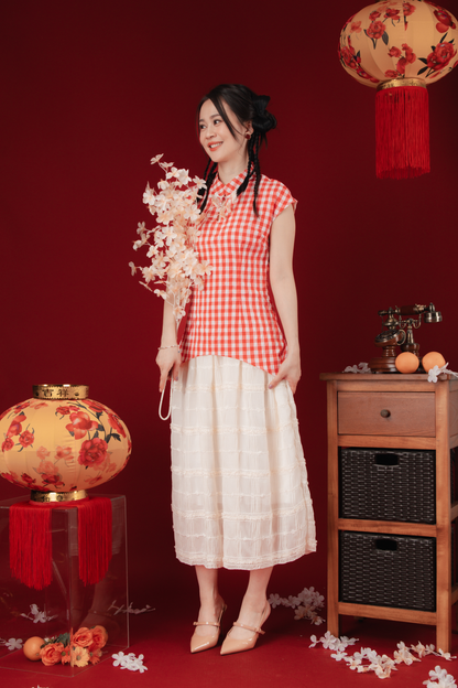 Marion Gingham Layered Cheongsam Dress (In-Stock)