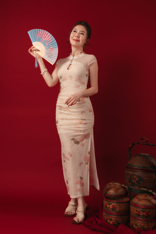 Liana Petal Mesh Cheongsam Dress (In-Stock)