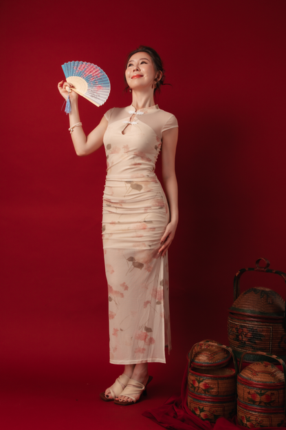 Liana Petal Mesh Cheongsam Dress (In-Stock)