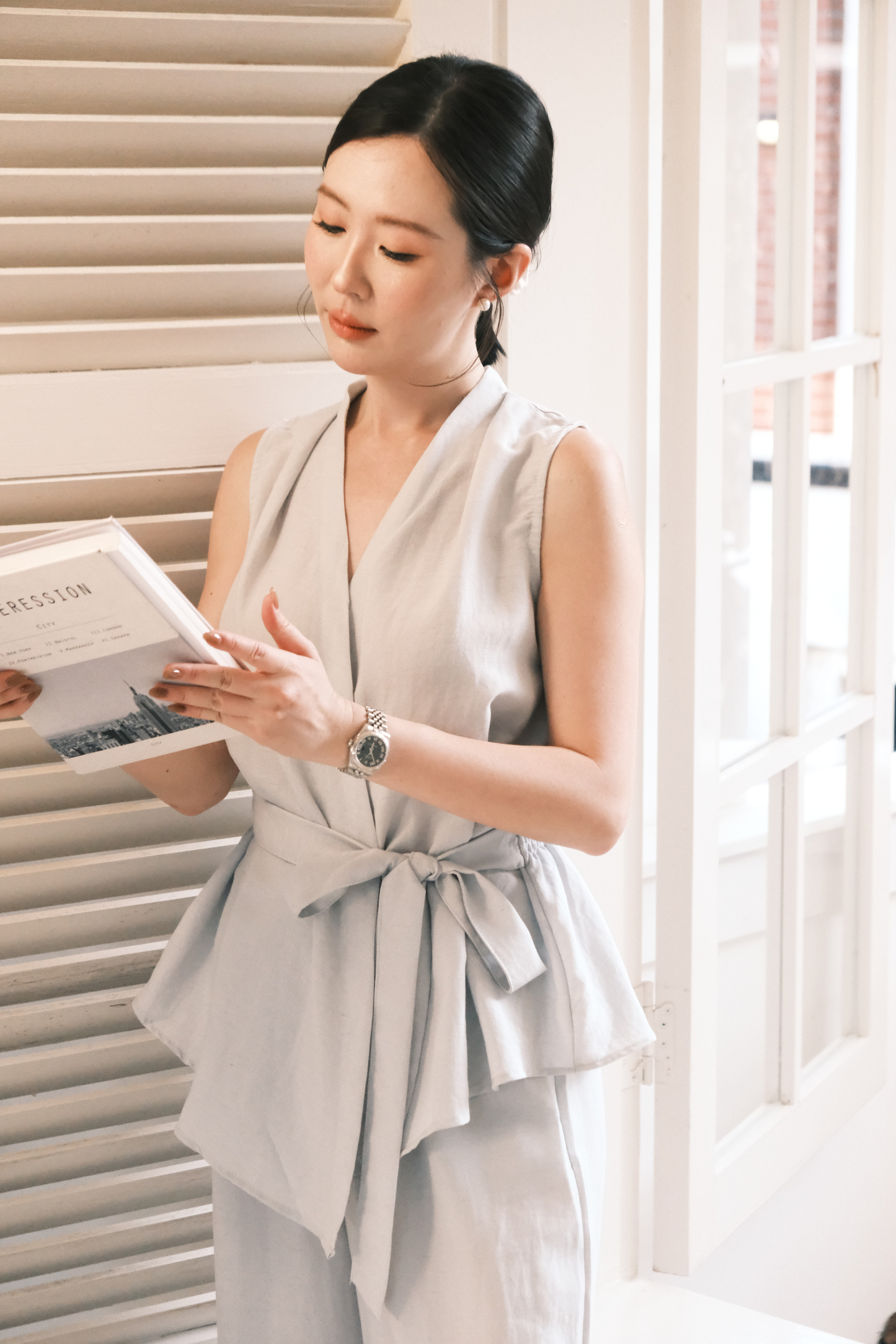 Livia Soft-Drape Two-Piece Set in Baby Blue