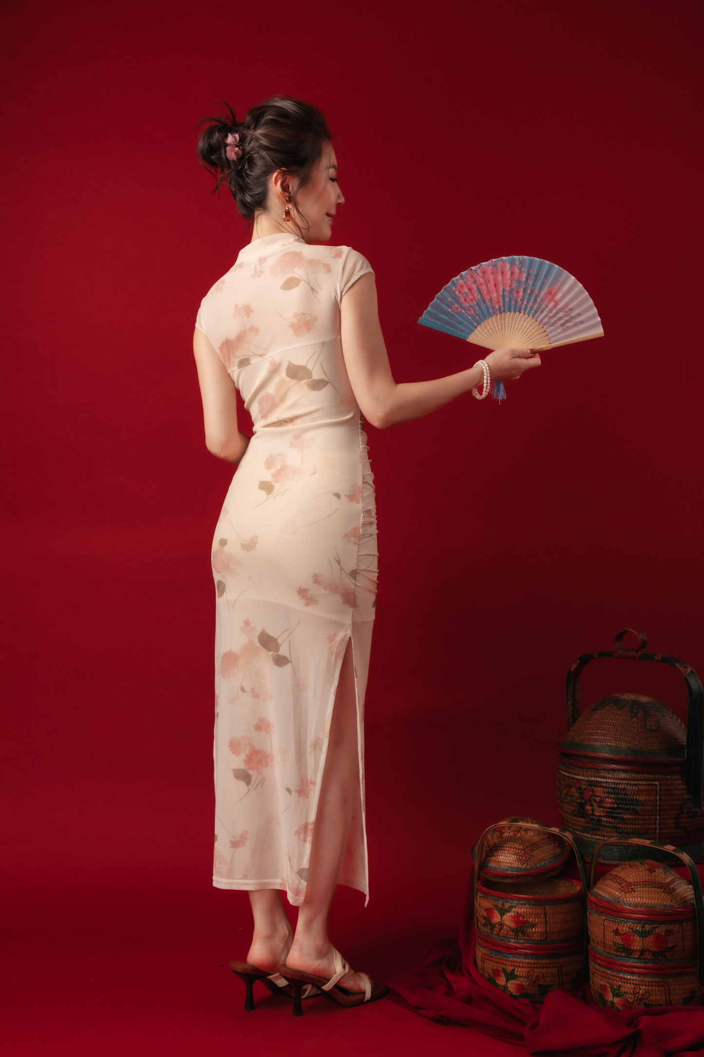 Liana Petal Mesh Cheongsam Dress (In-Stock)