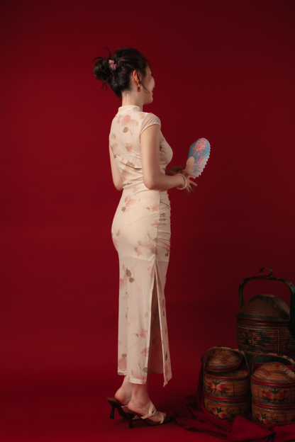 Liana Petal Mesh Cheongsam Dress (In-Stock)