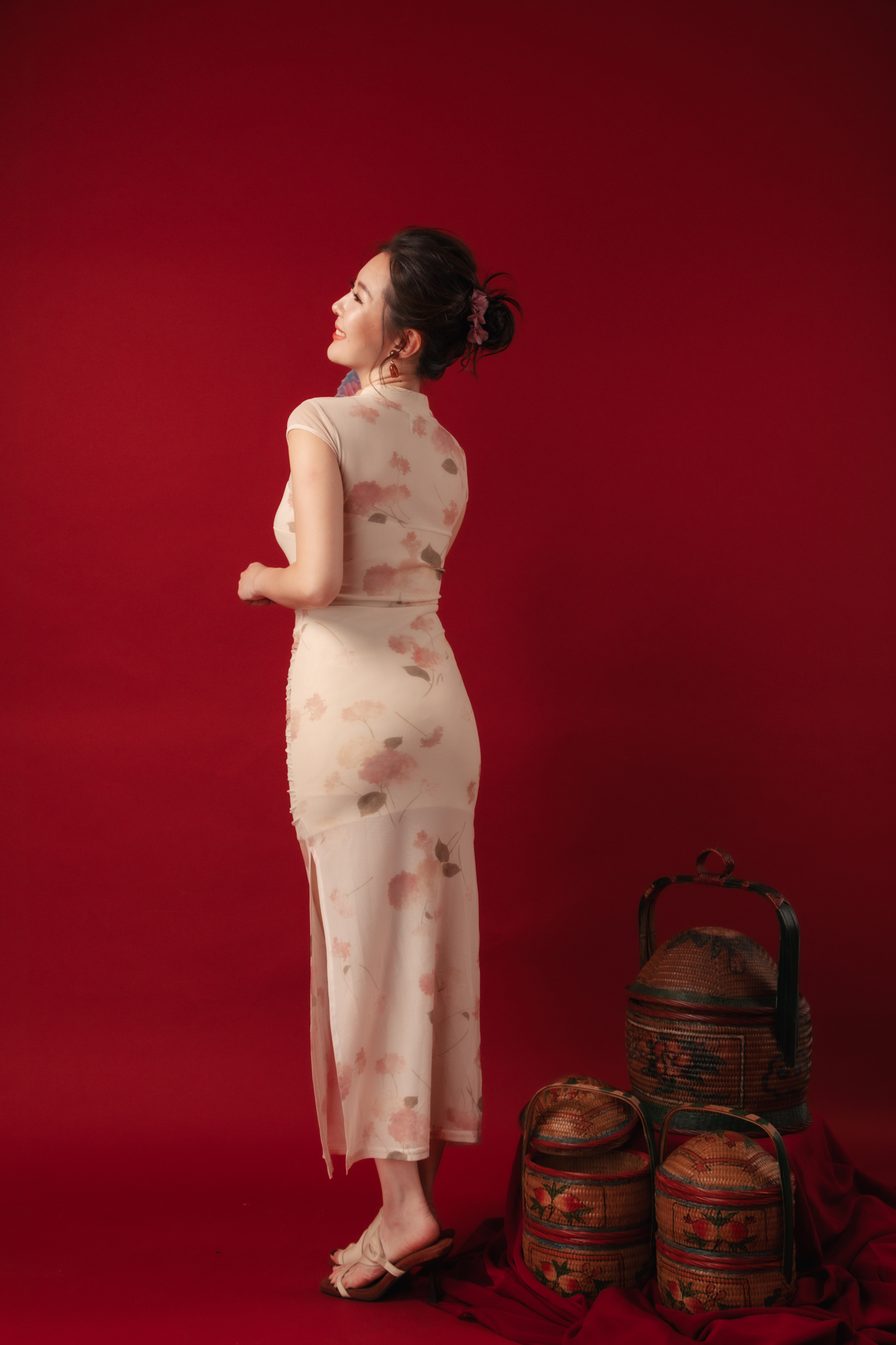 Liana Petal Mesh Cheongsam Dress (In-Stock)