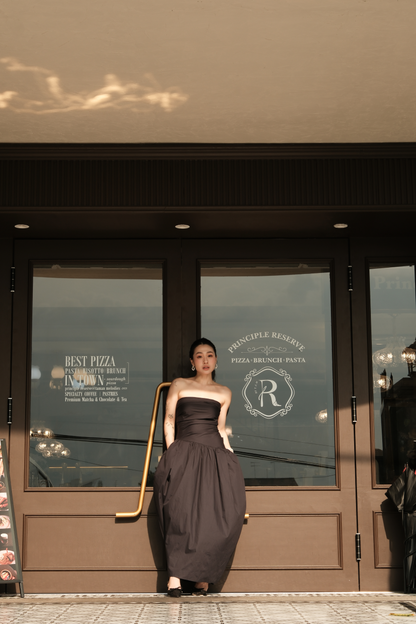 Céline Pure Bow Gown in Dark Blue